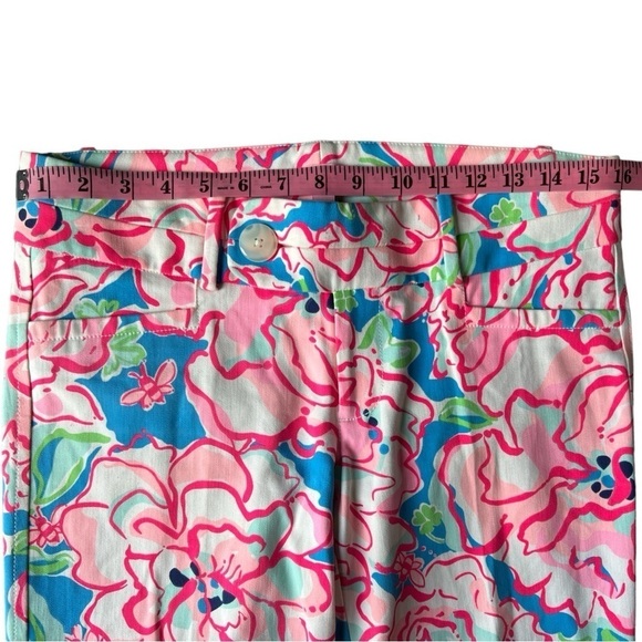 Lilly Pulitzer Women’s Flutter Blue Lucky Charm Floral Preppy Ankle Pants, Sz 6 - Picture 9 of 11